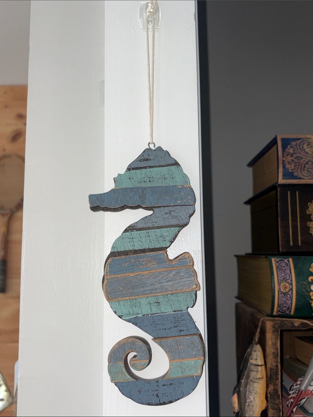 Coastal Striped Seahorse Wall Hanging Blue & Teal